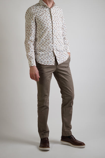 Soloio Vintage Duck Pattern Slim Shirt