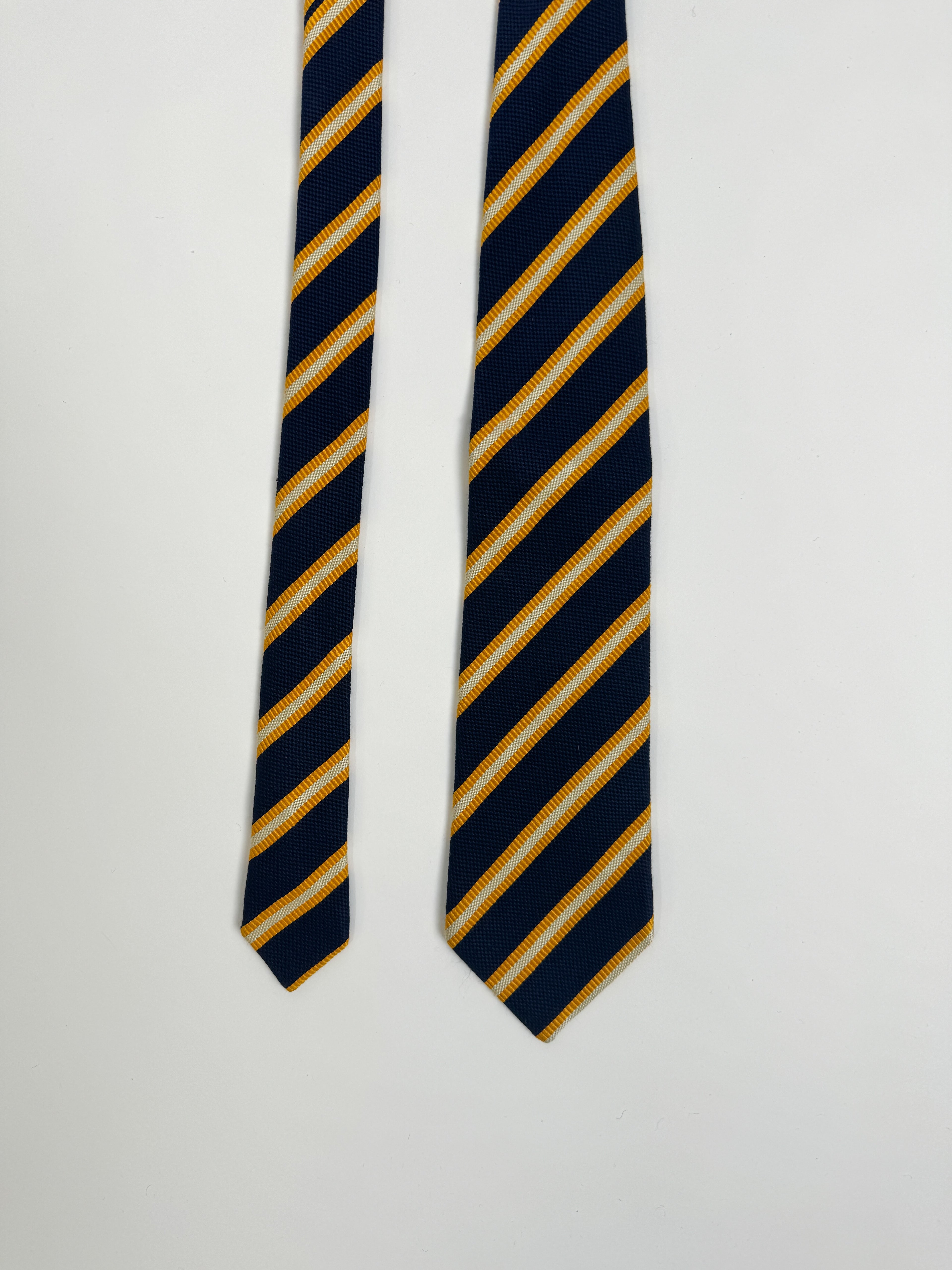 Vintage Navy and Yellow Striped Knit Tie