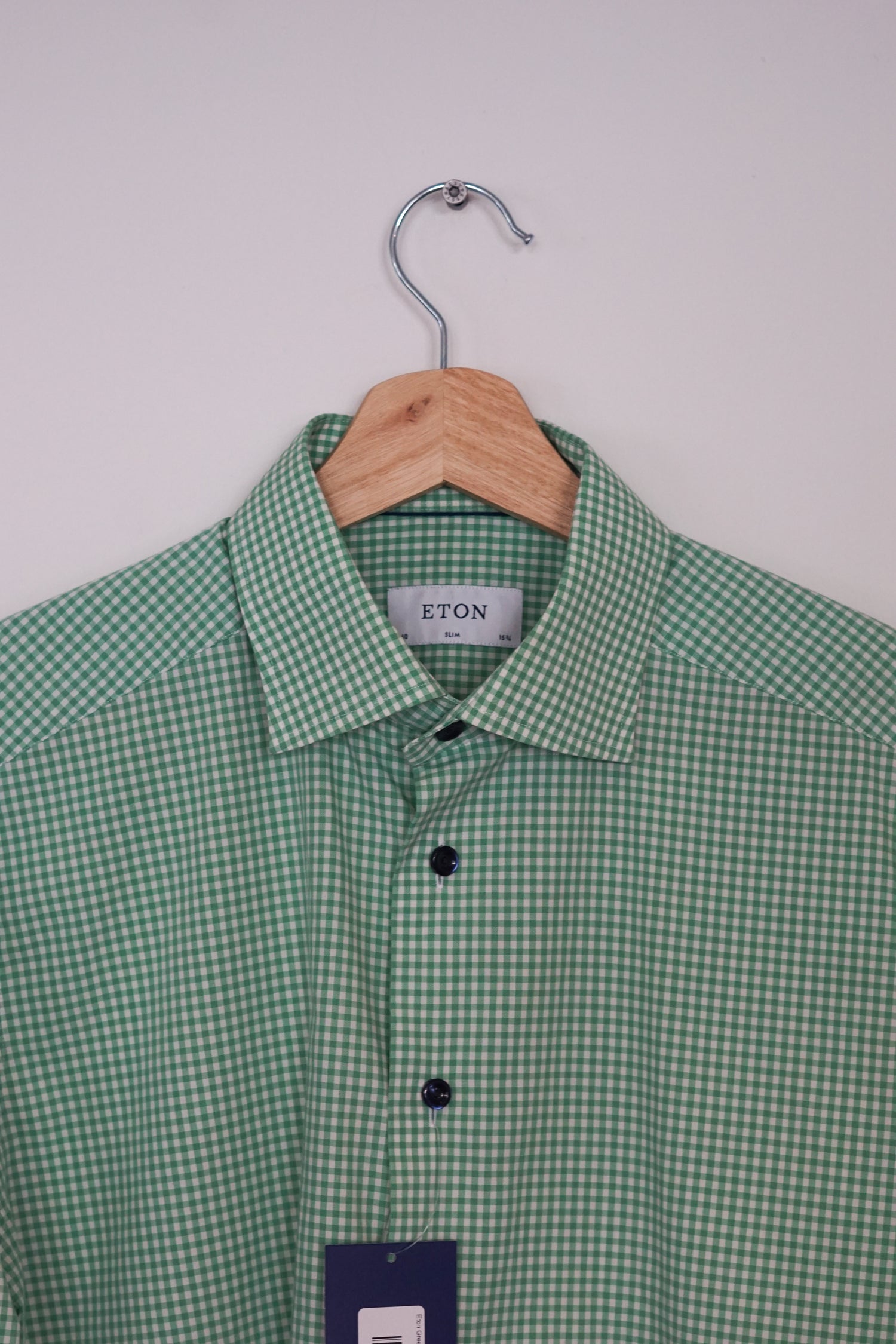 Eton Green Checkered Slim Cotton Shirt