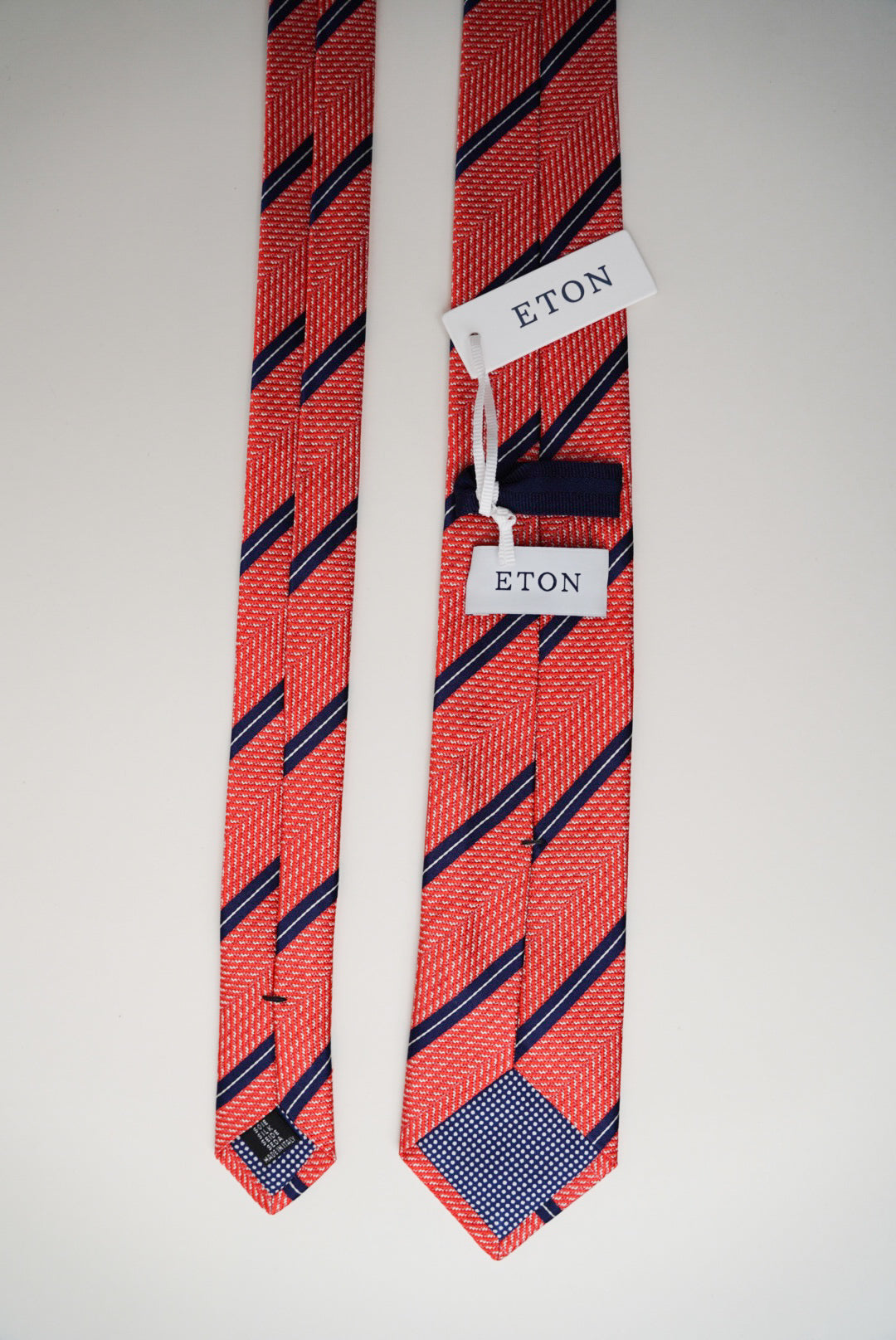Eton Orange and Navy Striped Silk Tie