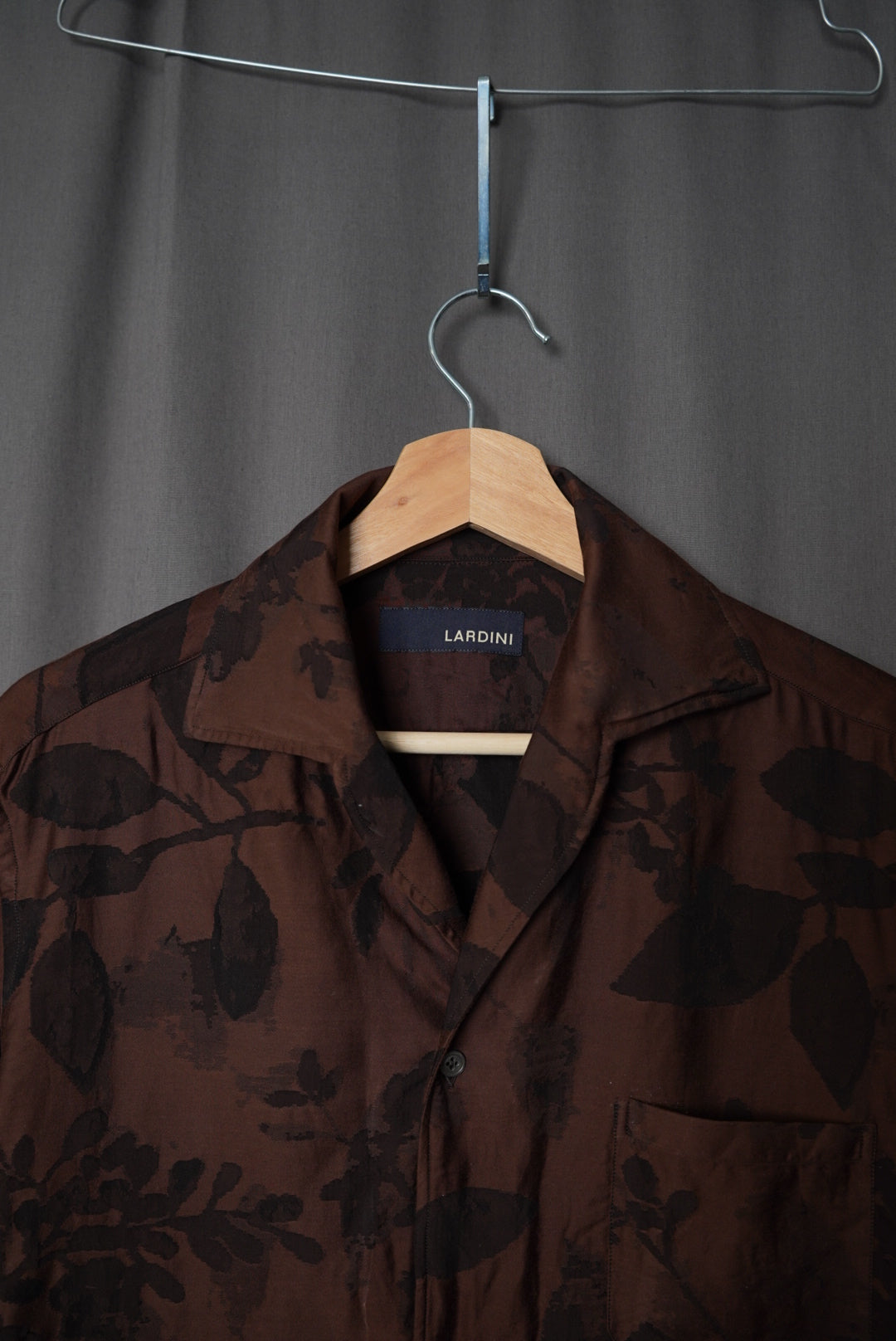 Lardini Brown Flower Print Emigian Cotton Short Sleeved Shirt