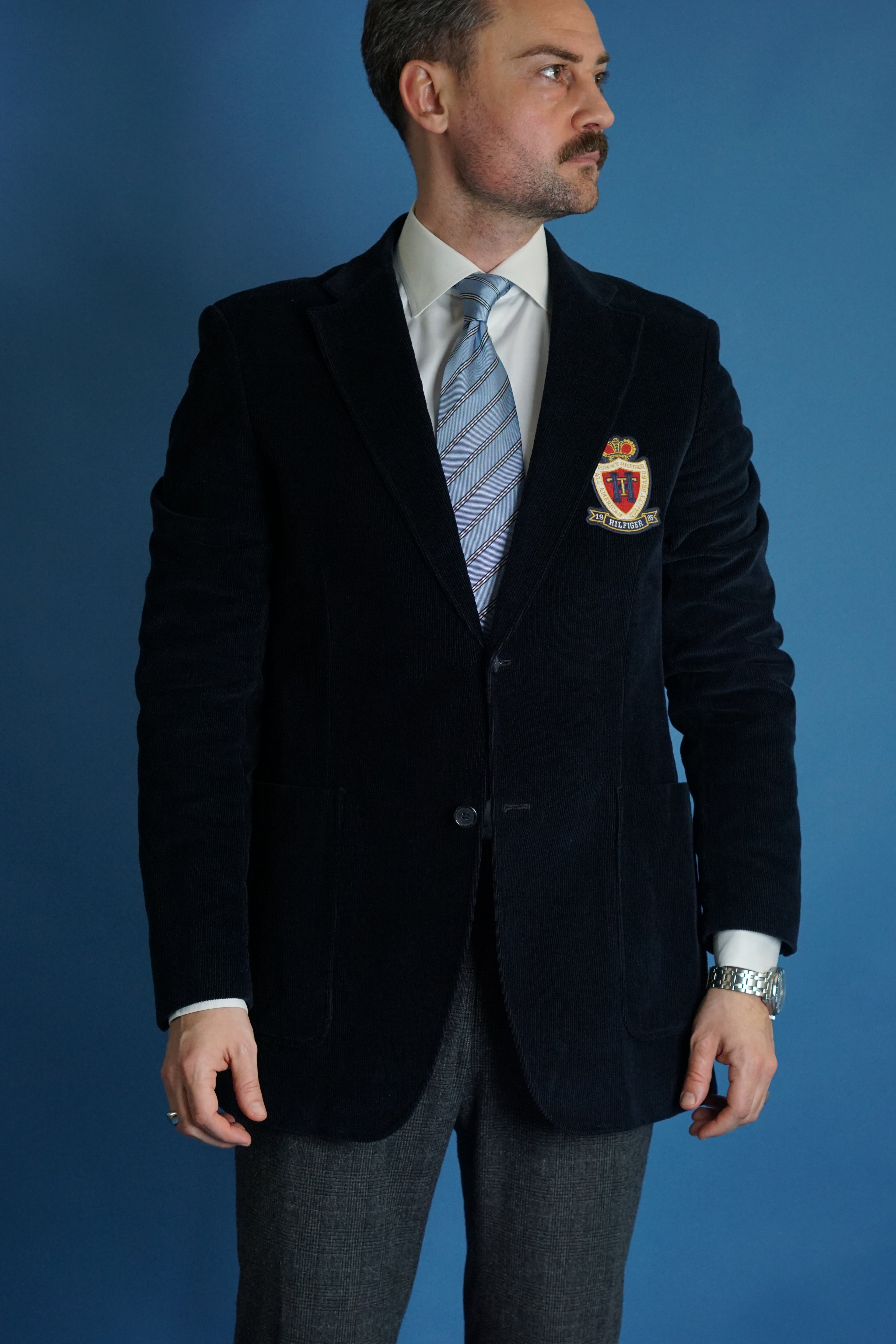 Tommy Hilfiger Navy Velvet Crest Blazer