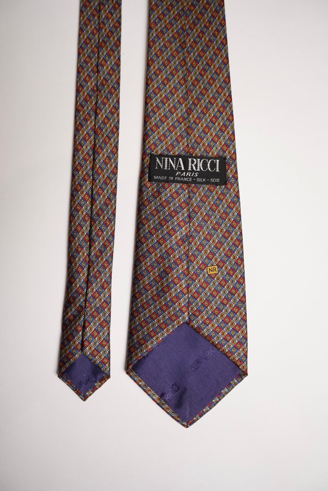 Nina Ricci Blue, Green and Red Checkered Silk Tie