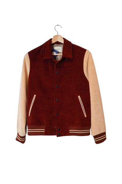 Circolo 1901 Red and Cream Varisty Corduroy Cotton Bomber Jacket