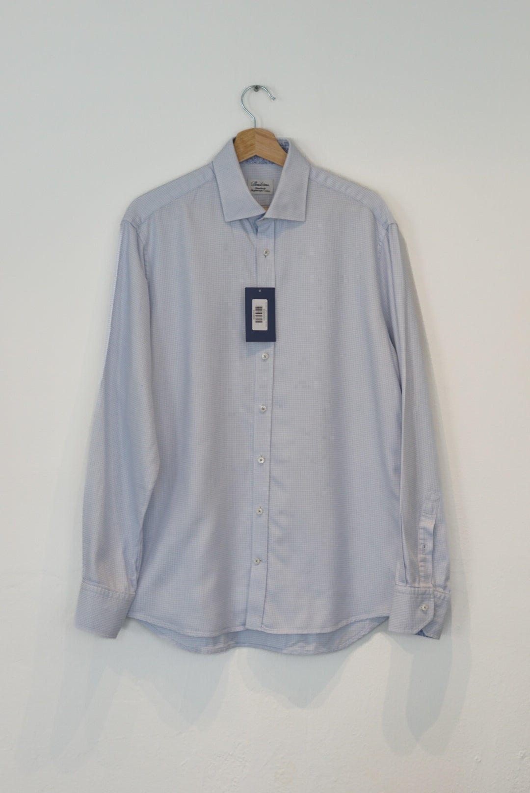 Stenströms Lightblue Checkered Fitted Body Twofold Super Cotton Shirt