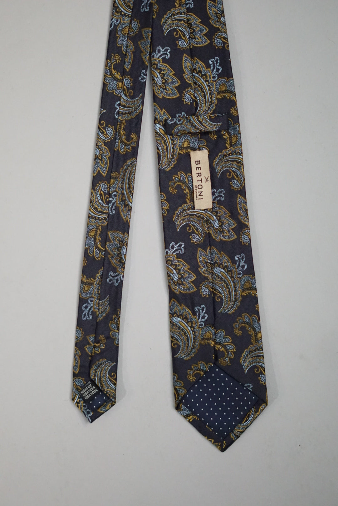 Bertoni Navy Flower Pattern Silk Tie