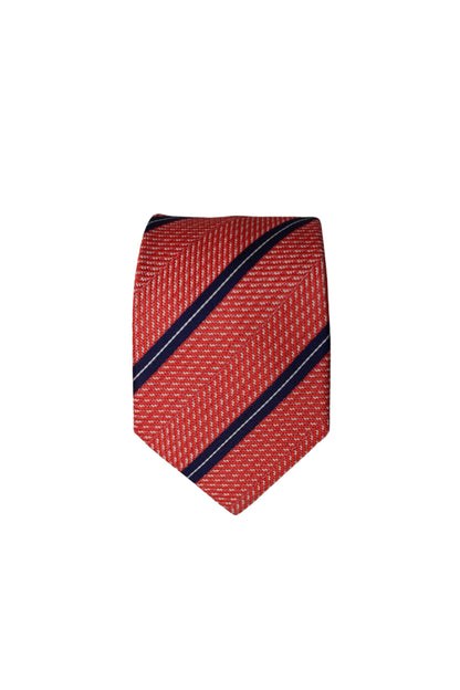 Eton Orange and Navy Striped Silk Tie