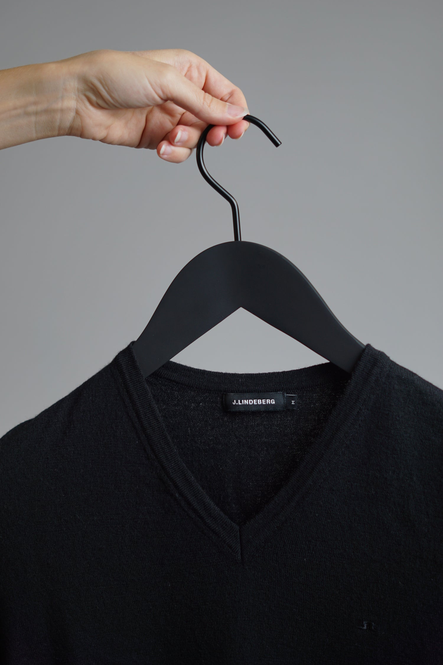 J.Lindeberg Black Merino Wool V-neck