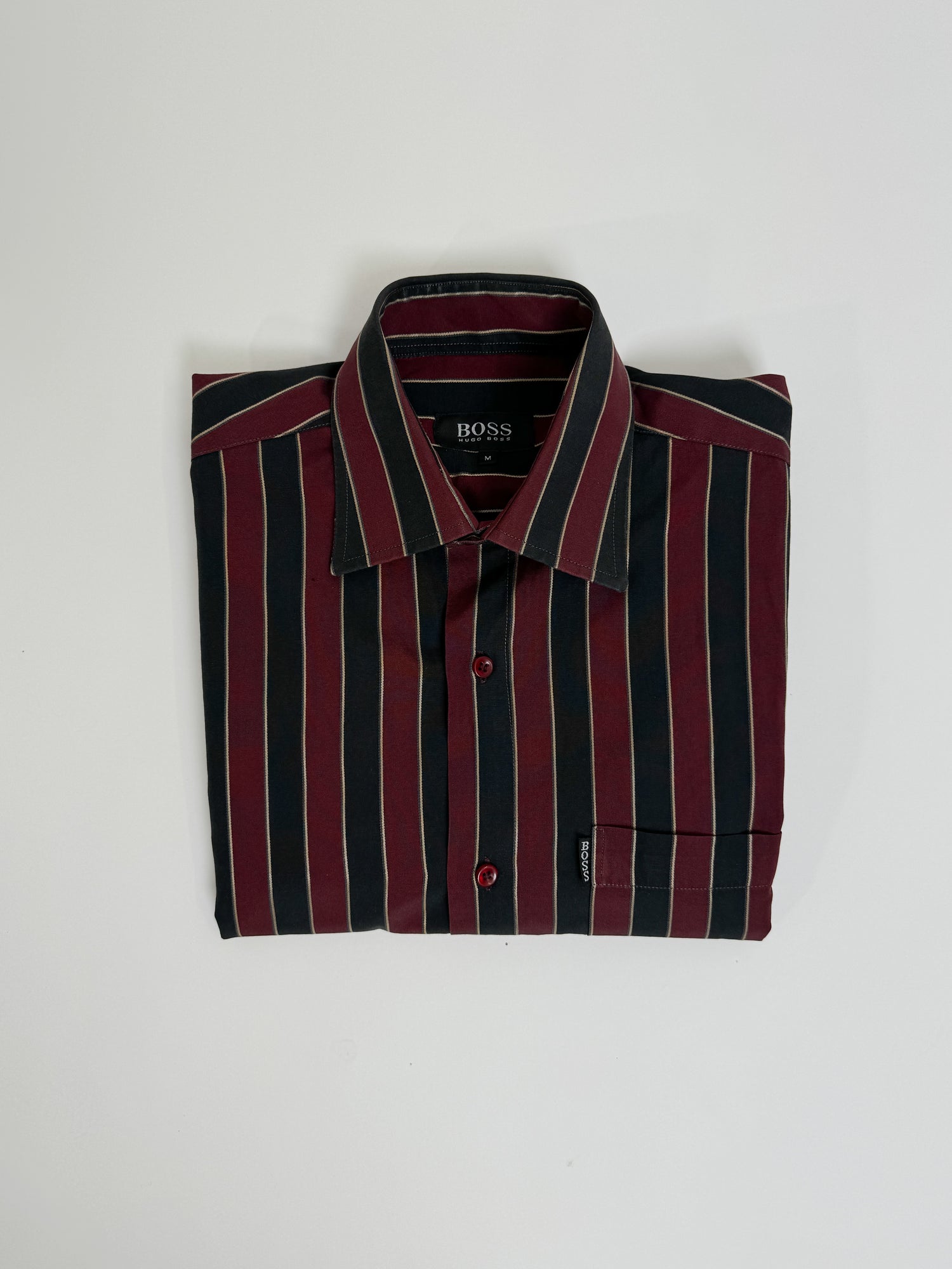 Hugo Boss Darkred and Black Striped Shirt