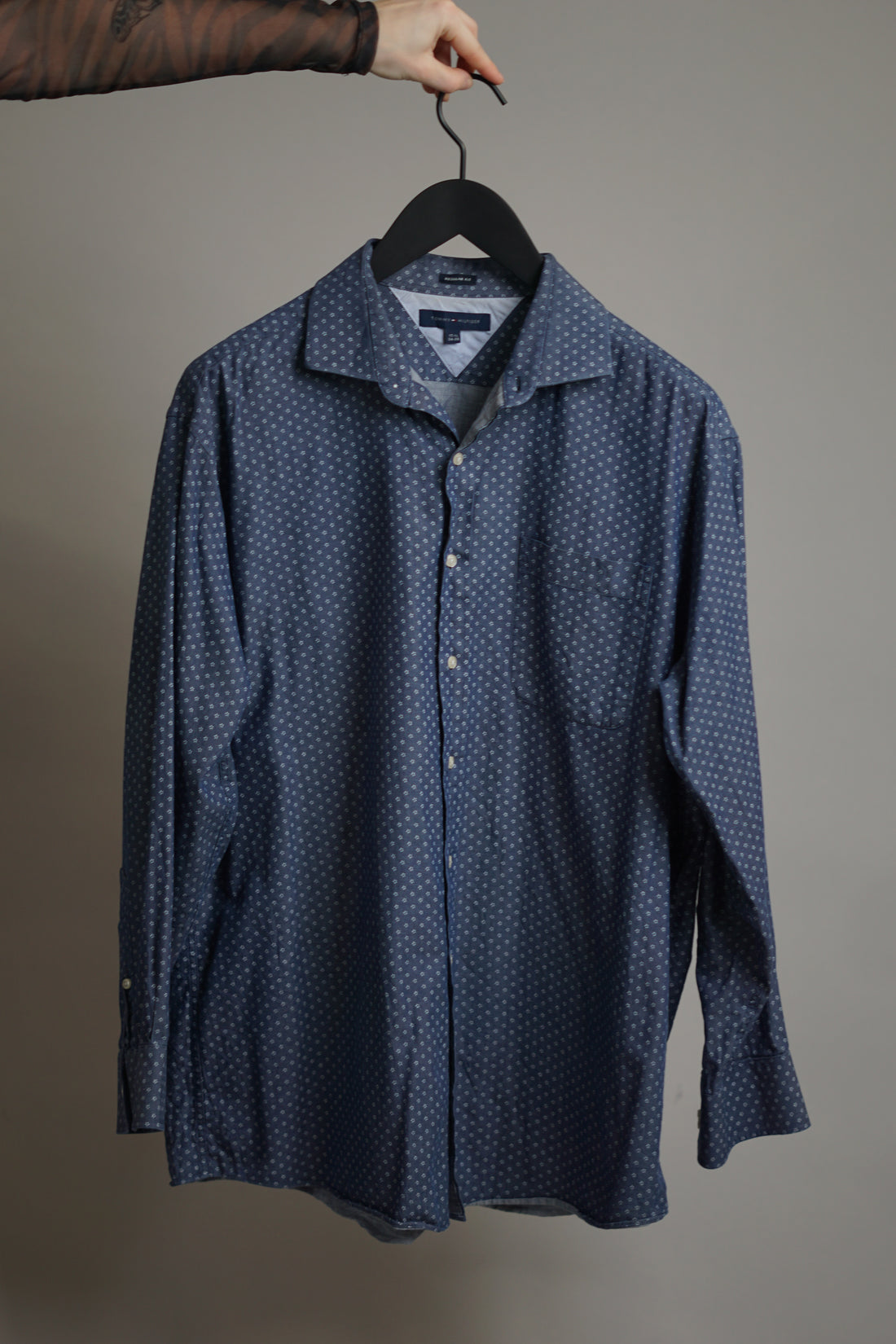 Tommy Hilfiger Blue Regular Fit Dotted Down Shirt