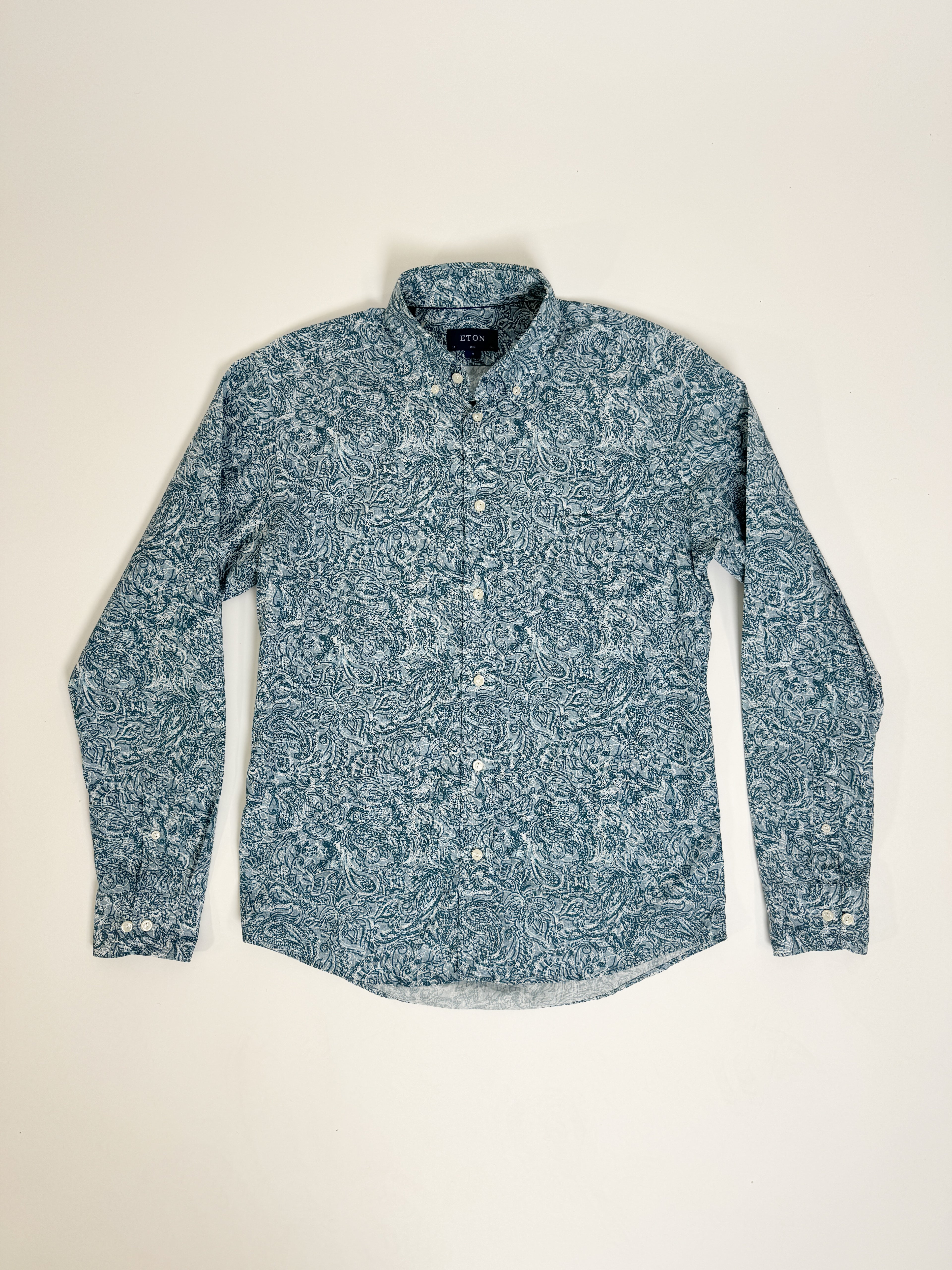 Eton Light Blue Flower Pattern Slim Shirt