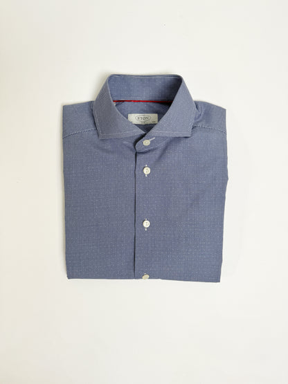 Eton Ocean Blue Dotted Slim fit Shirt