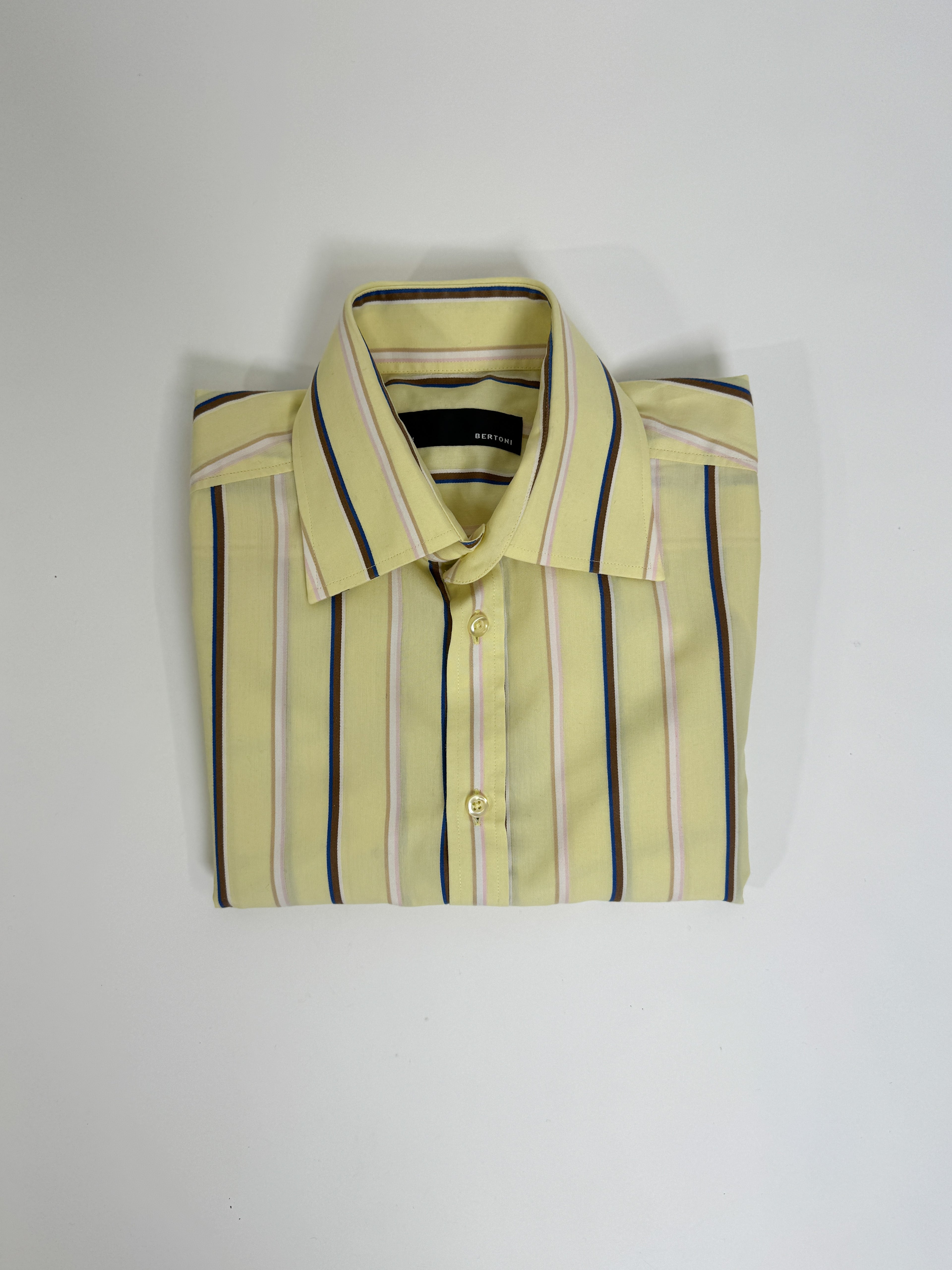 Bertoni Pastelyellow Striped Shirt