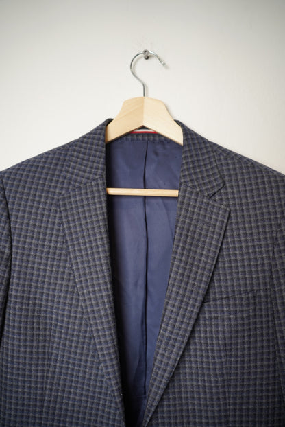 Tommy Hilfiger Darkblue and Grey Tailored Checkered Virgin Wool Blazer