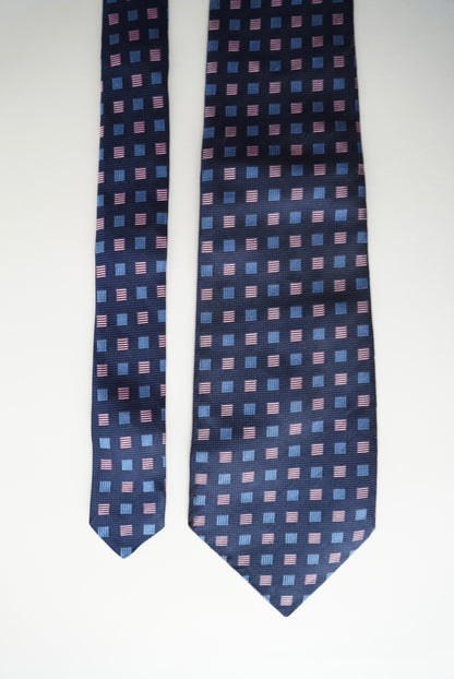 Hilditch &amp; Key Navy and Purple Square Dotted Silk Tie