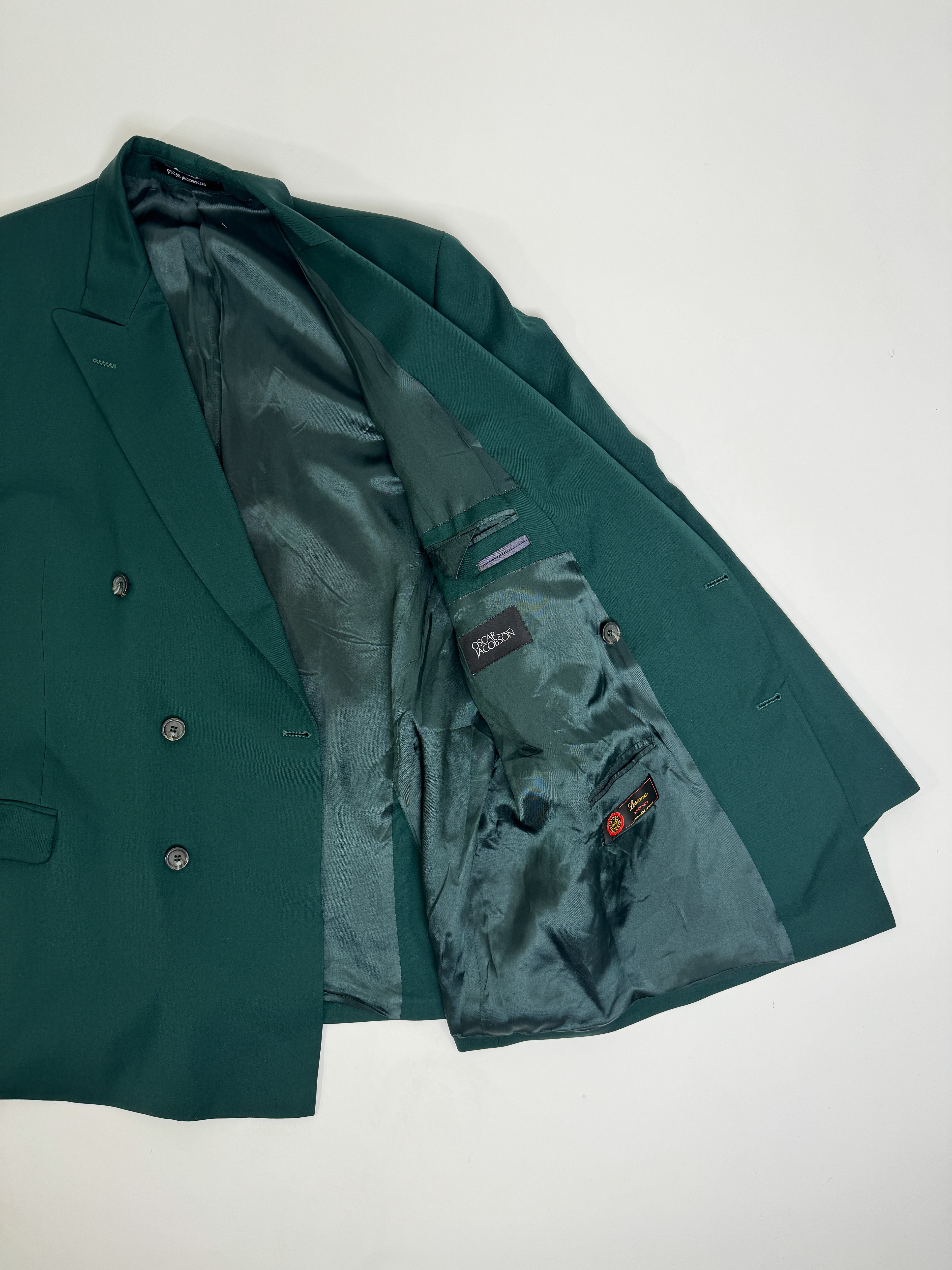 Oscar Jacobson Dark Green Double Breasted Blazer