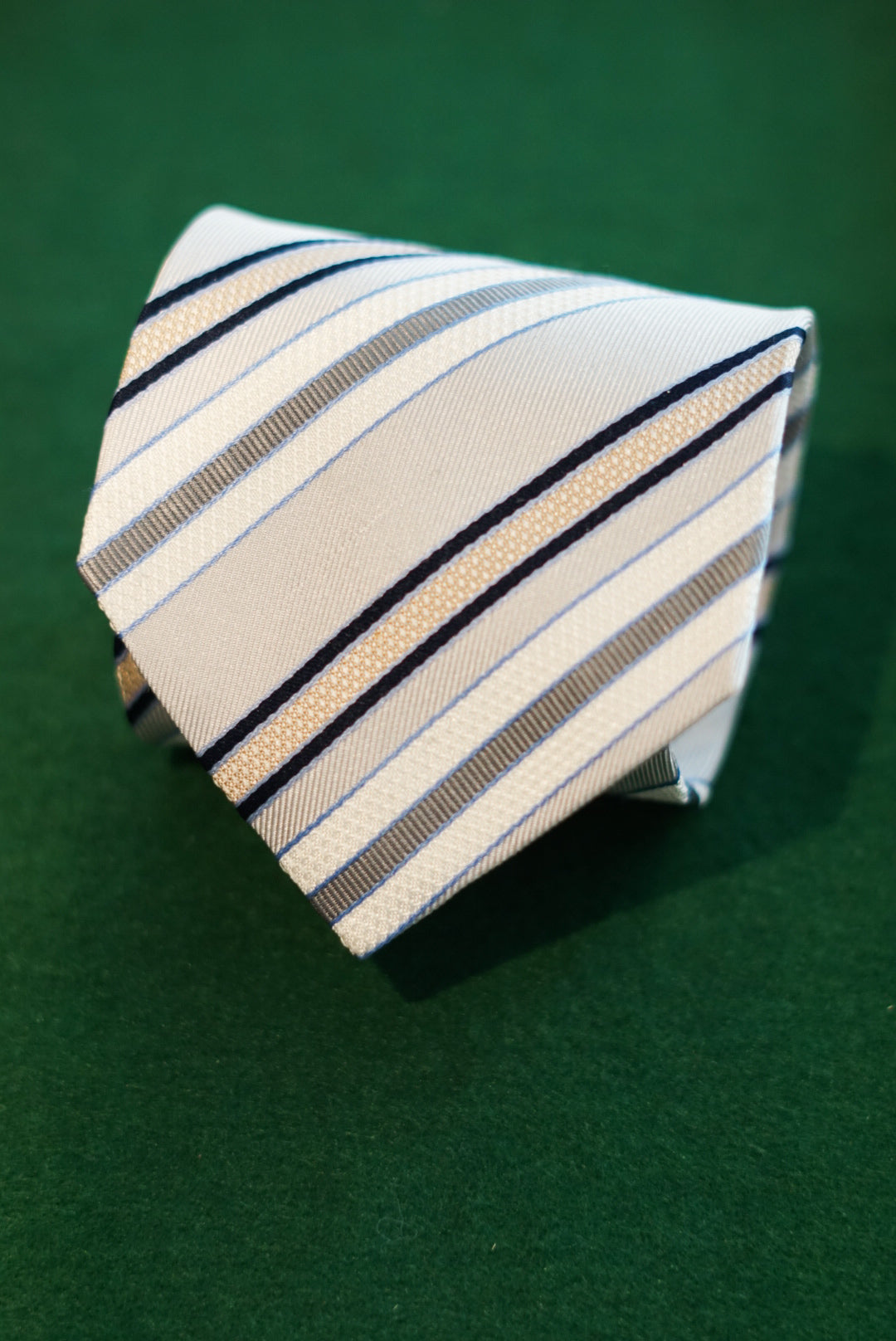Hugo Boss Lightgrey Striped Silk Tie