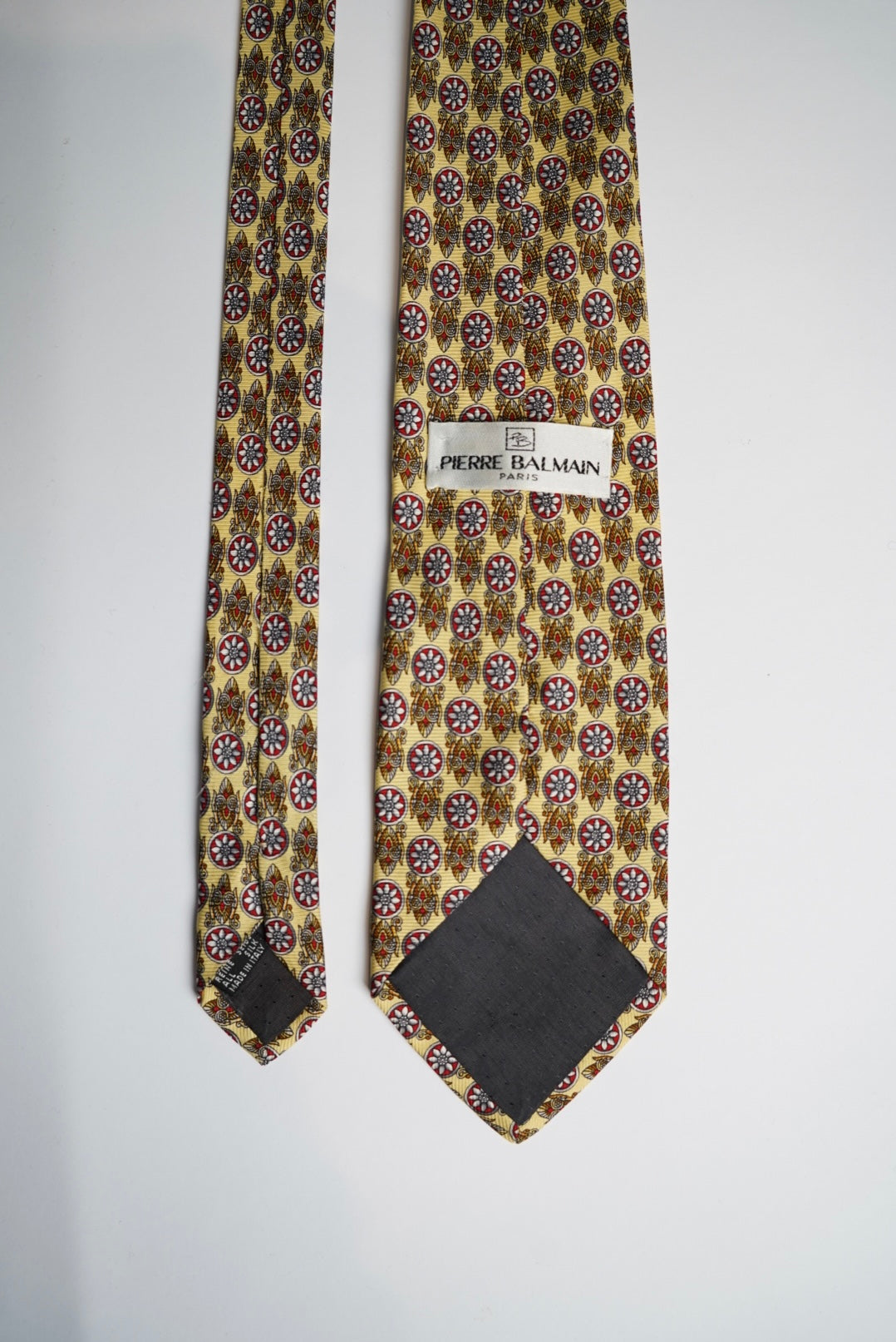 Pierre Balmain Yellow and Red Vintage Silk Tie