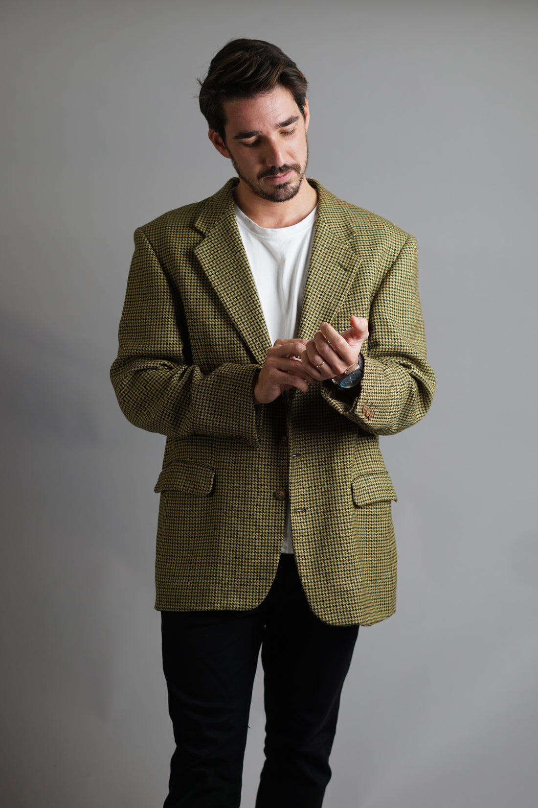 Sand Copenhagen Darkyellow Houndstooth Wool Blazer