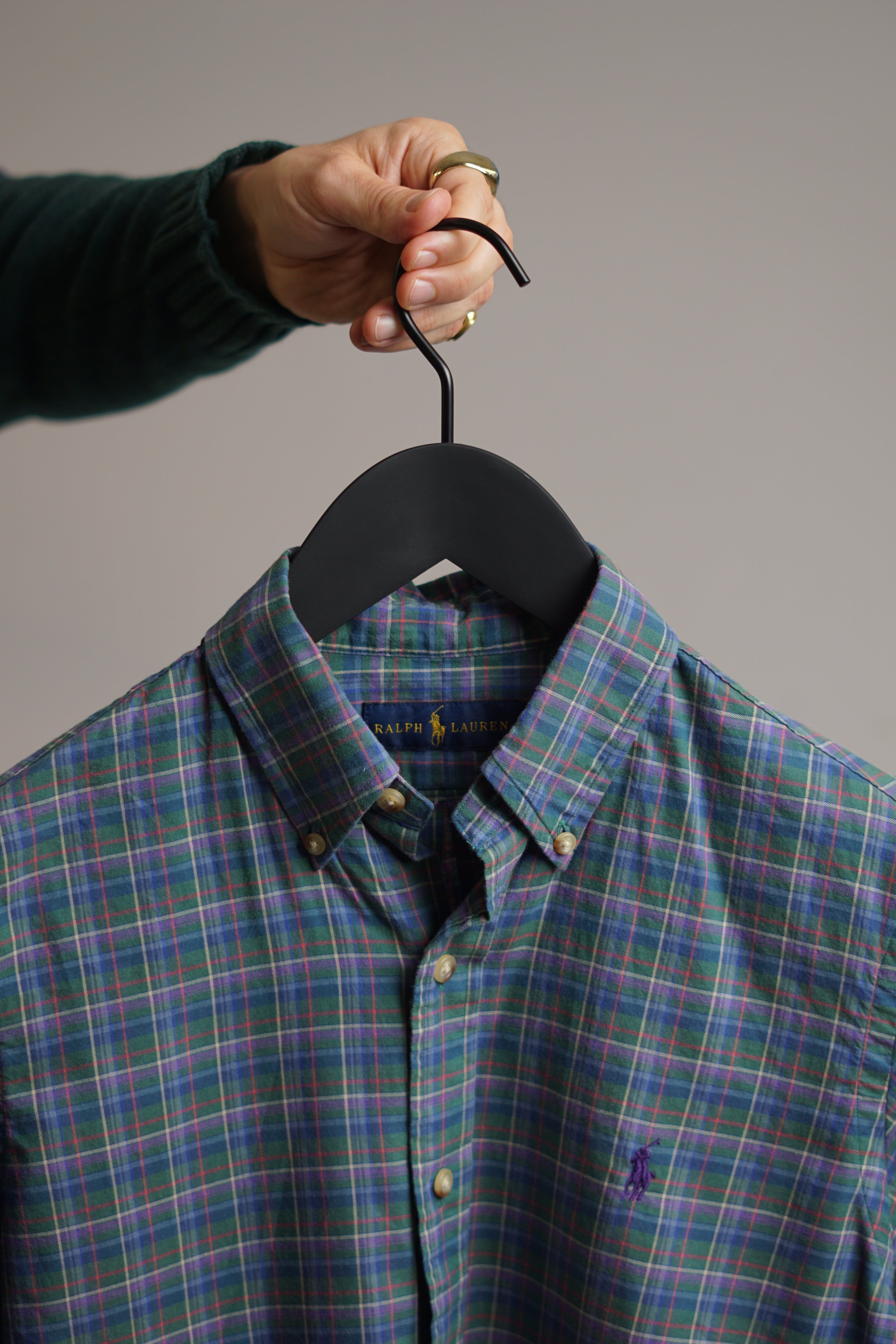 Ralph Lauren Green &amp; Blue Checkered Slim Fit Shirt