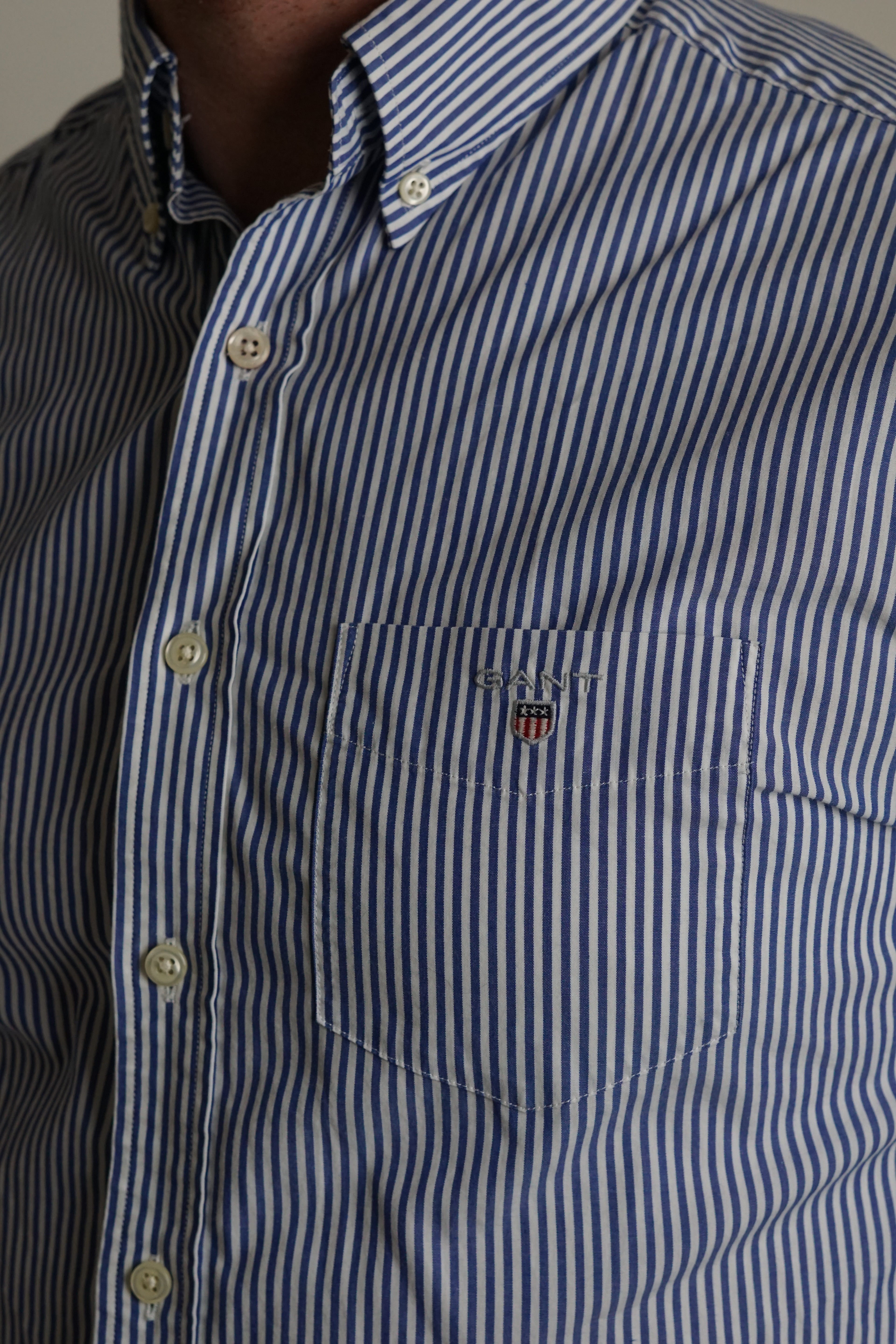 Gant Blue Striped Poplin Banker Regular Shirt