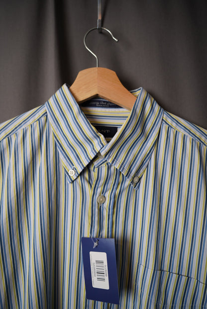 Gant Blue, Green and White Striped Liberty Bell Poplin Regular Fit Cotton Shirt