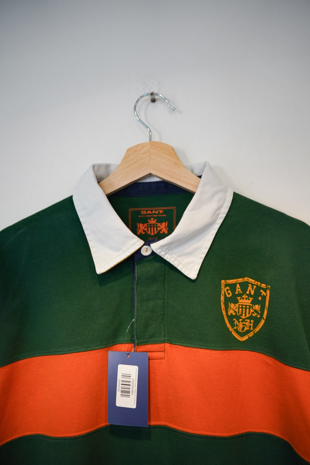 Gant Green and Orange Vintage Short Sleeved Cotton Rugger Polo