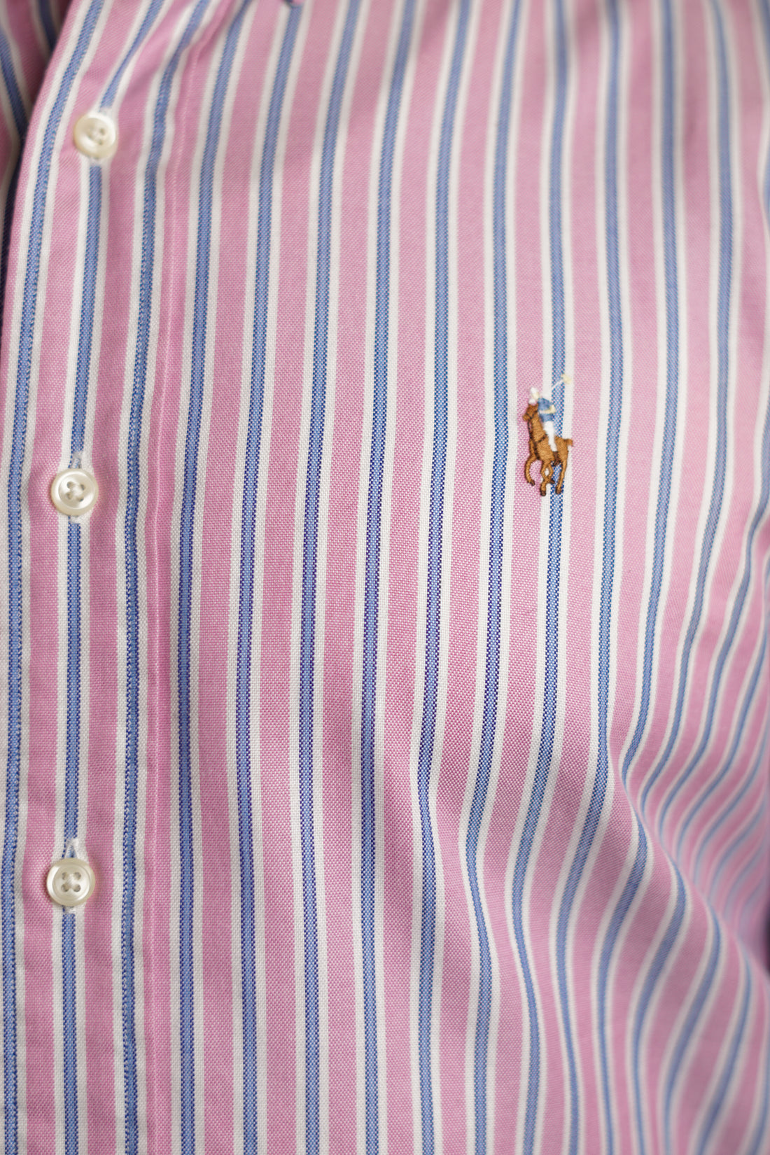 Polo Ralph Lauren Pink Striped Custom Fit Short Sleeved Shirt