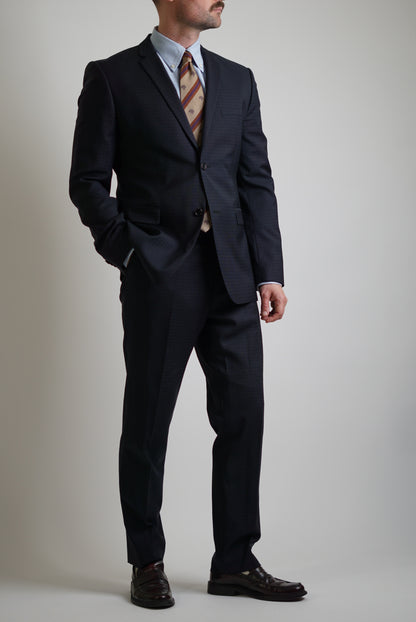 Sand Copenhagen Navy Virgin Wool Checkered Suit