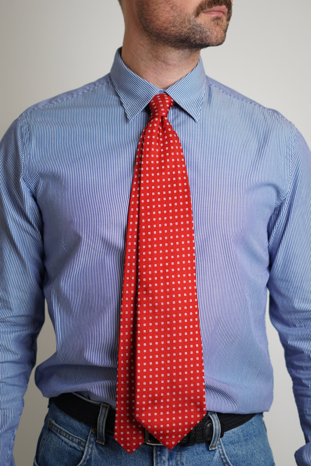 Mulberry Red Square Dotted Silk Tie