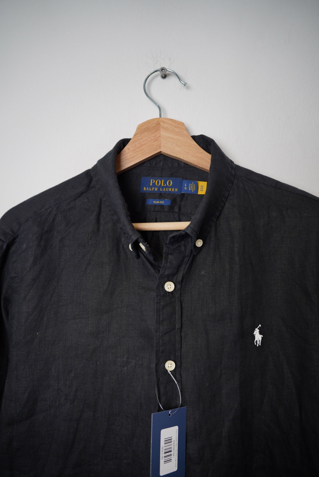 Ralph Lauren Black Slim Fit Linen Shirt