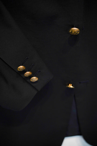 Red Green Black Virgin Wool Gold Button Vintage Blazer