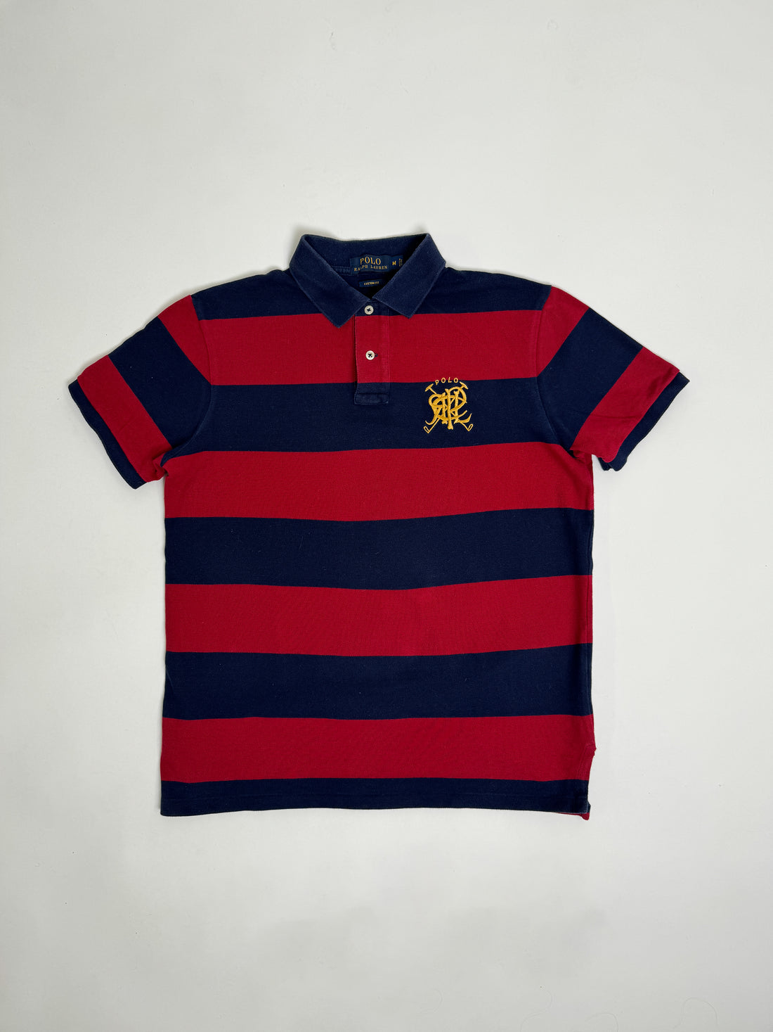 Polo Ralph Lauren Red and Navy Striped Custom Fit Polo Shirt