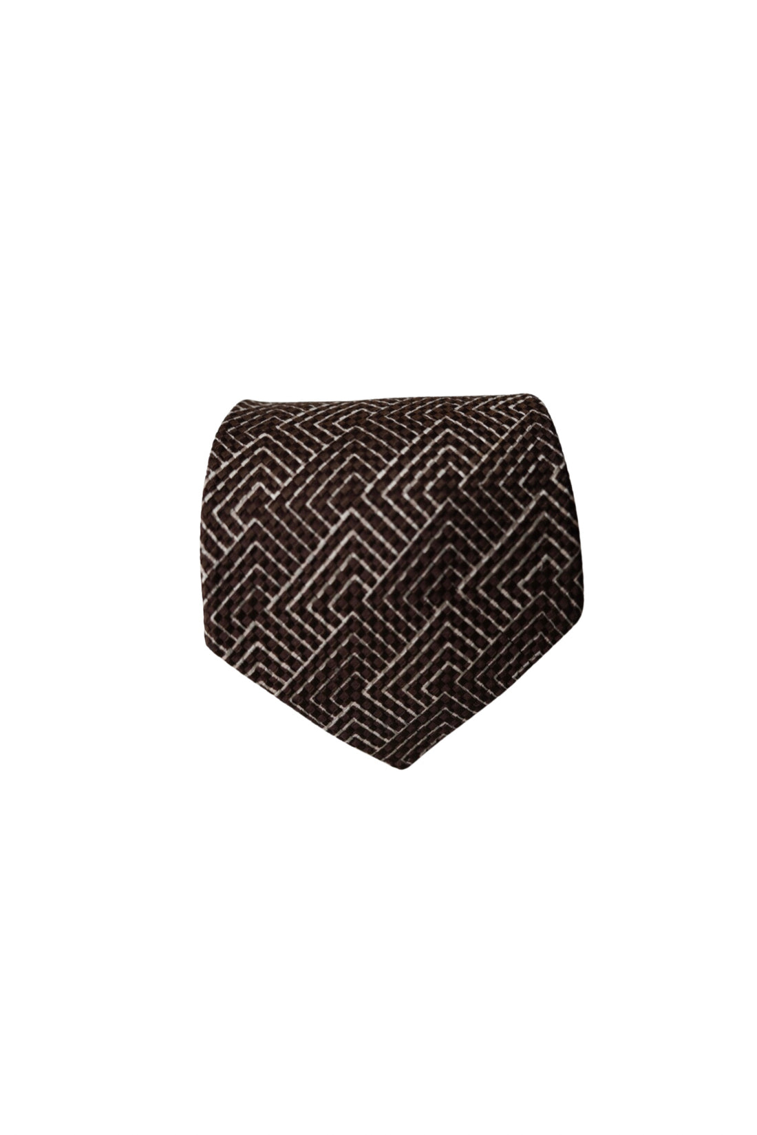 Giorgio Armani Brown and White Silk Tie