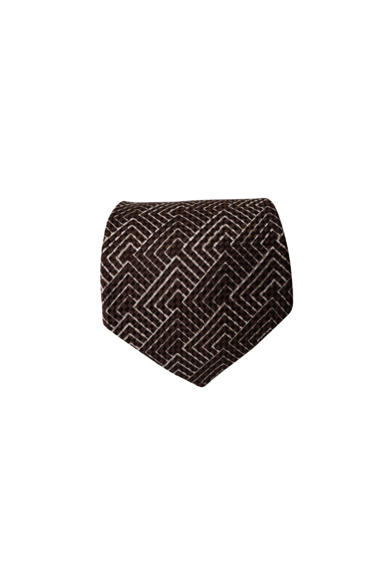 Giorgio Armani Brown and White Silk Tie