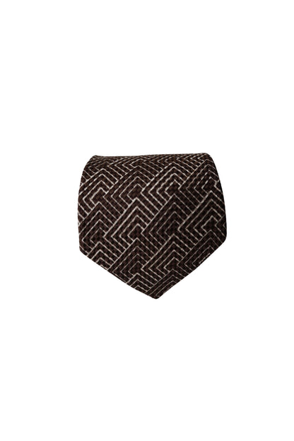 Giorgio Armani Brown and White Silk Tie