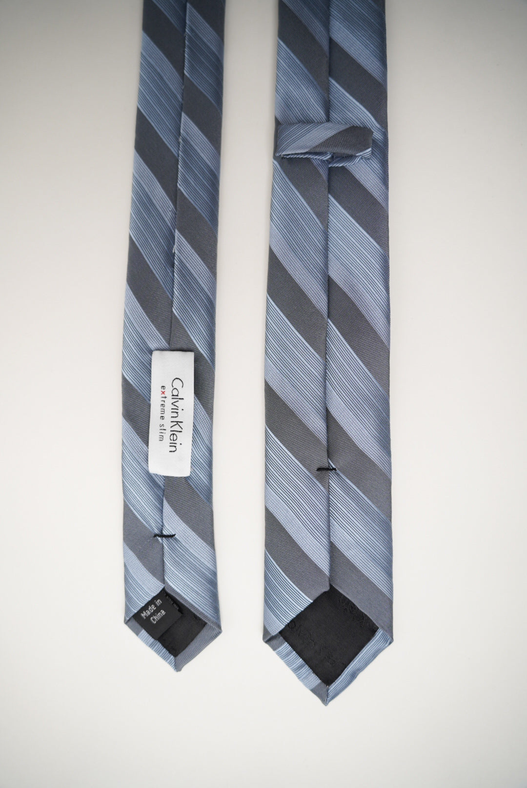 Calvin Klein Lightblue and Grey Striped Slim Tie