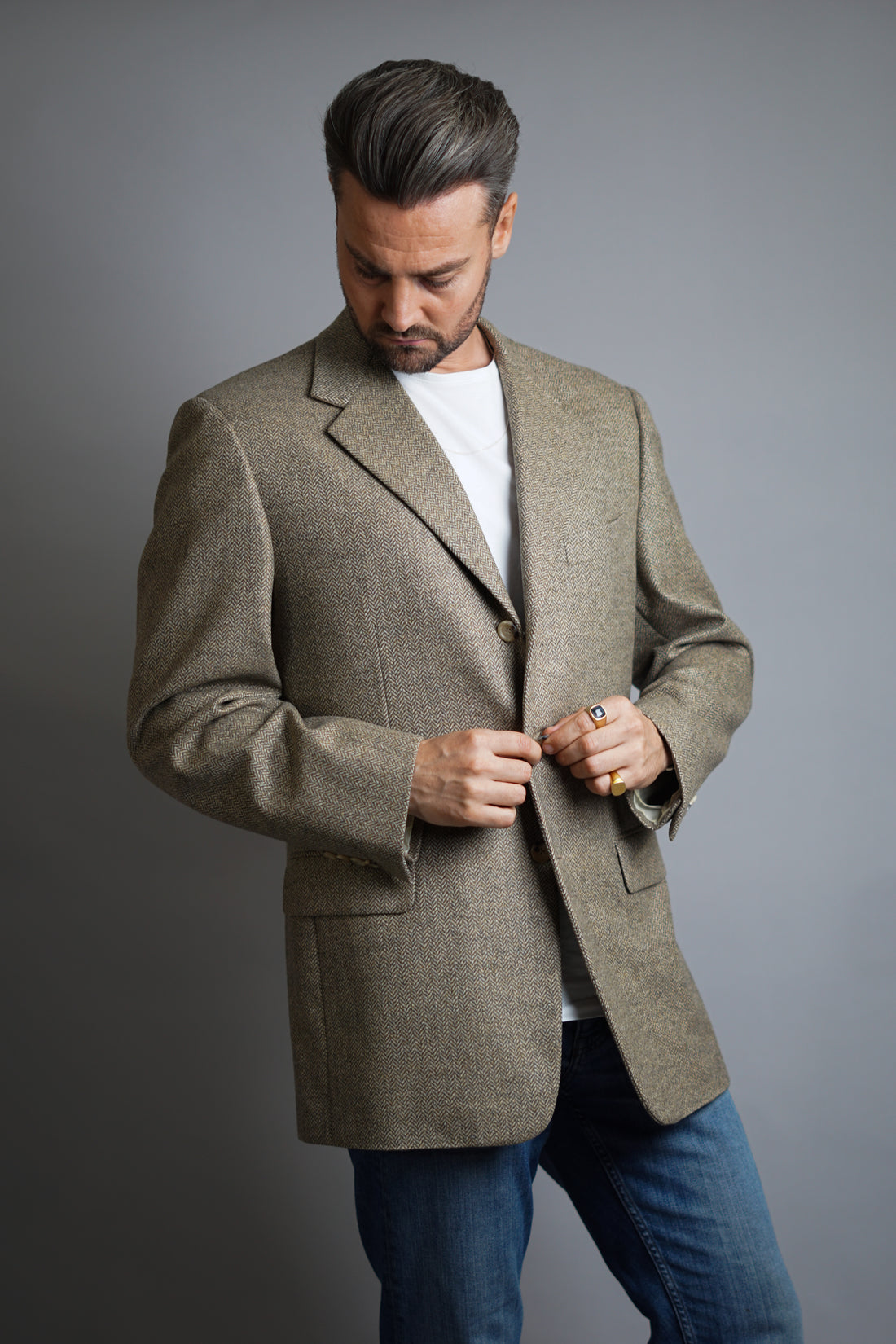 Pal Zileri Lightbrown Made in Italy Herringbone Blazer