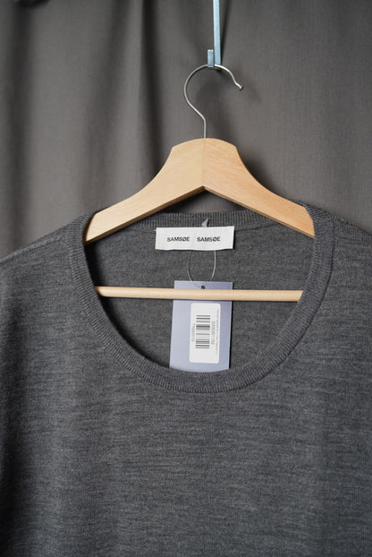 Samsøe Samsøe Dark Grey Melange SUP Merino Wool O-Neck Knit