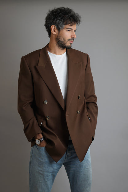 Han Kjøbenhavn Brown Boxy Double Breasted Blazer