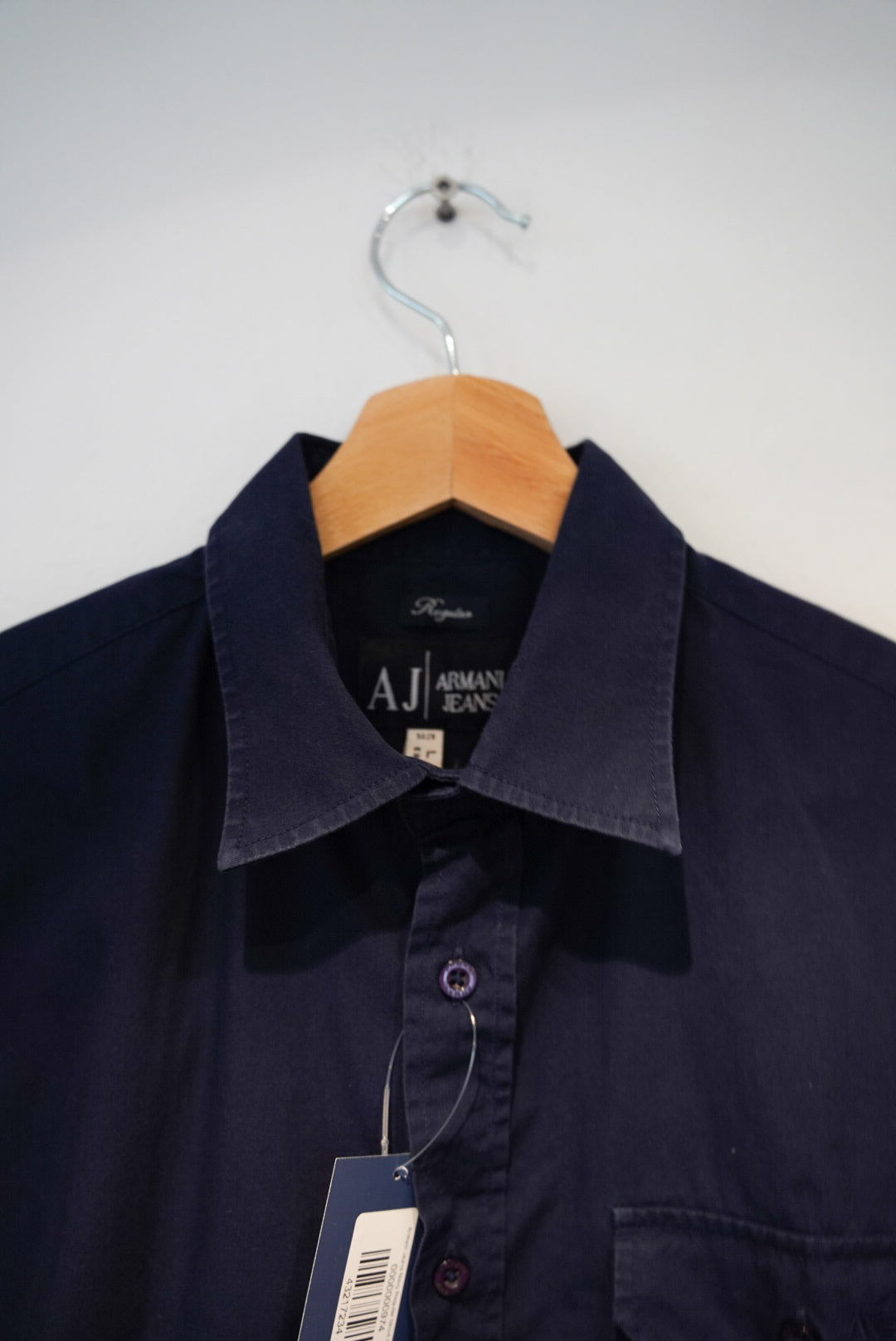 Armani Jeans Navy Regular Short Sleeved Cotton Shirt