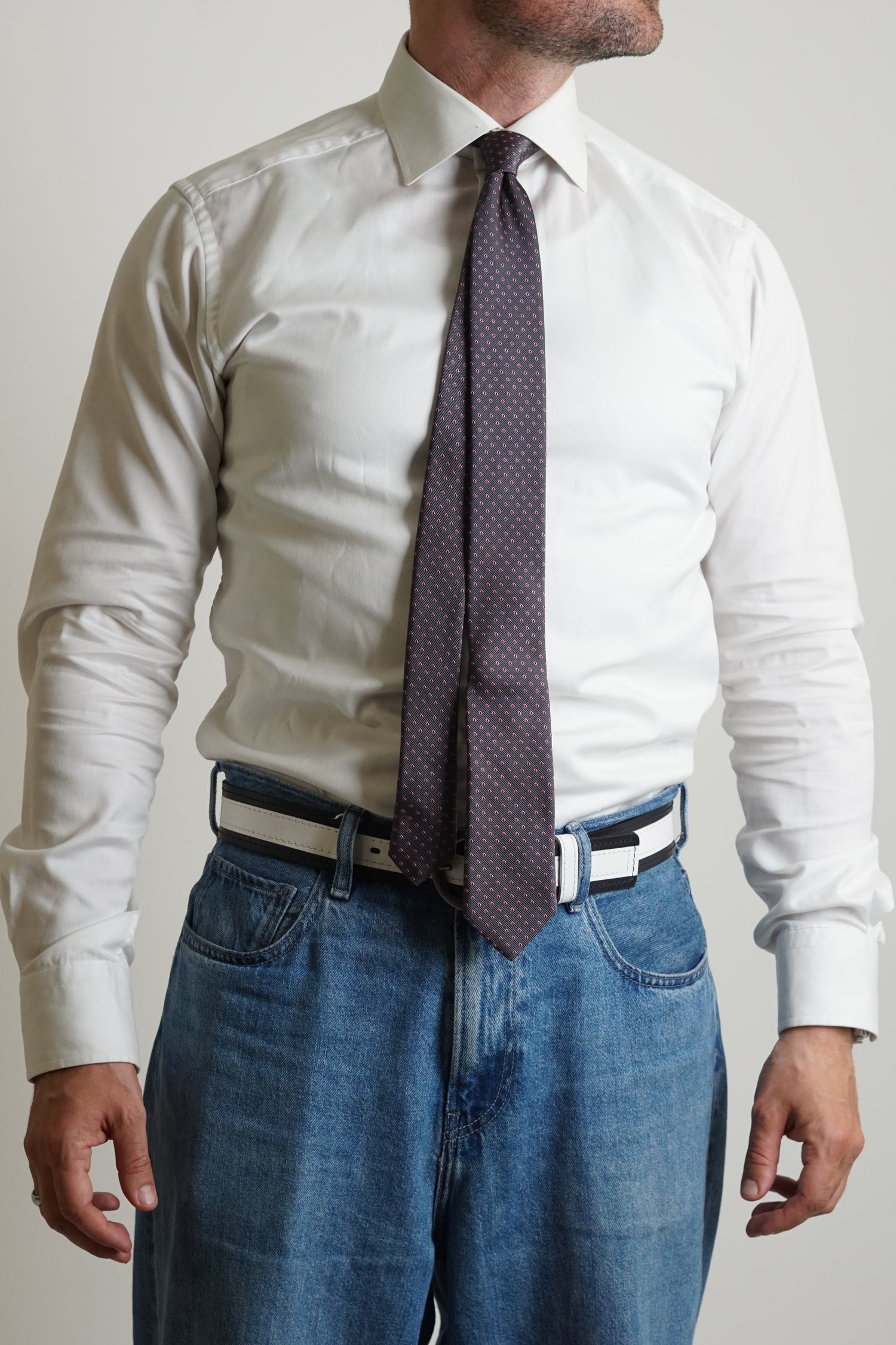 Hugo Boss Grey Dotted Silk Tie