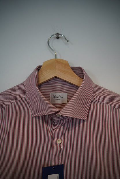Stenströms Red and White Striped Slimline Cotton Shirt