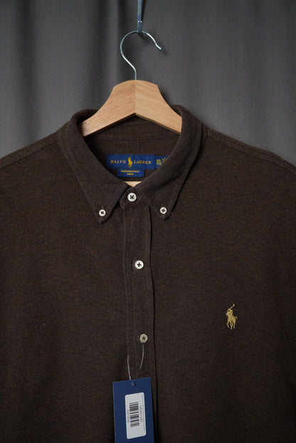 Ralph Lauren Brown Featherweight Mesh Button Down Cotton Shirt