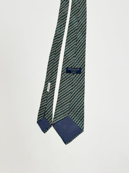 Givenchy Paris Navy, Green and Grey Dotted Gentlemen Silk Tie