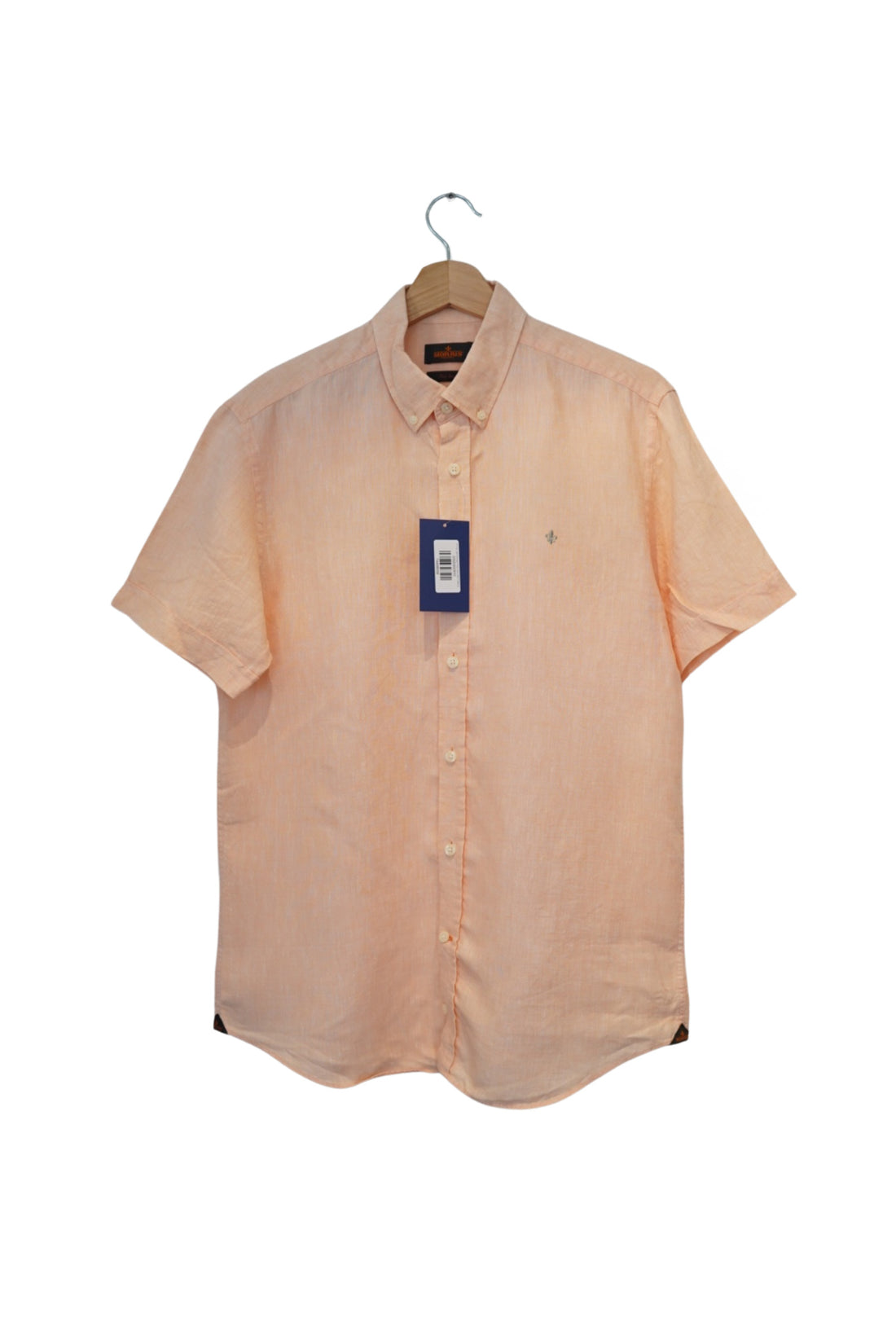 Morris Light-Orange Pure Linen Short Sleeved Shirt