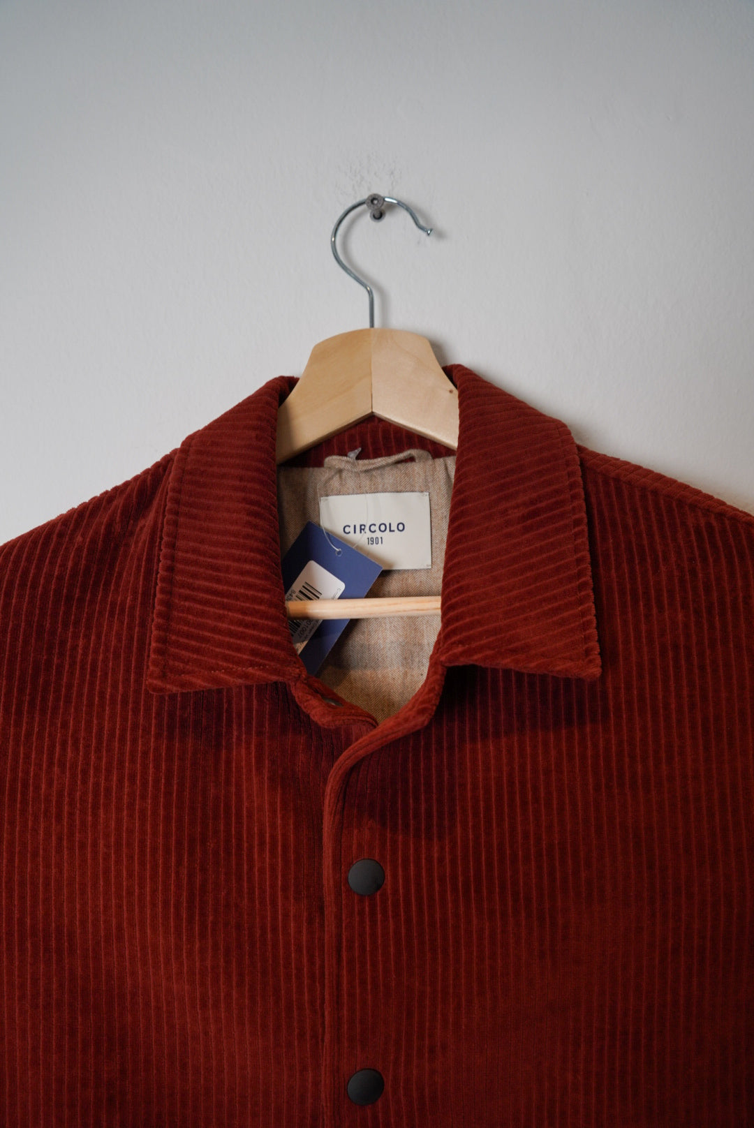Circolo 1901 Red and Cream Varisty Corduroy Cotton Bomber Jacket