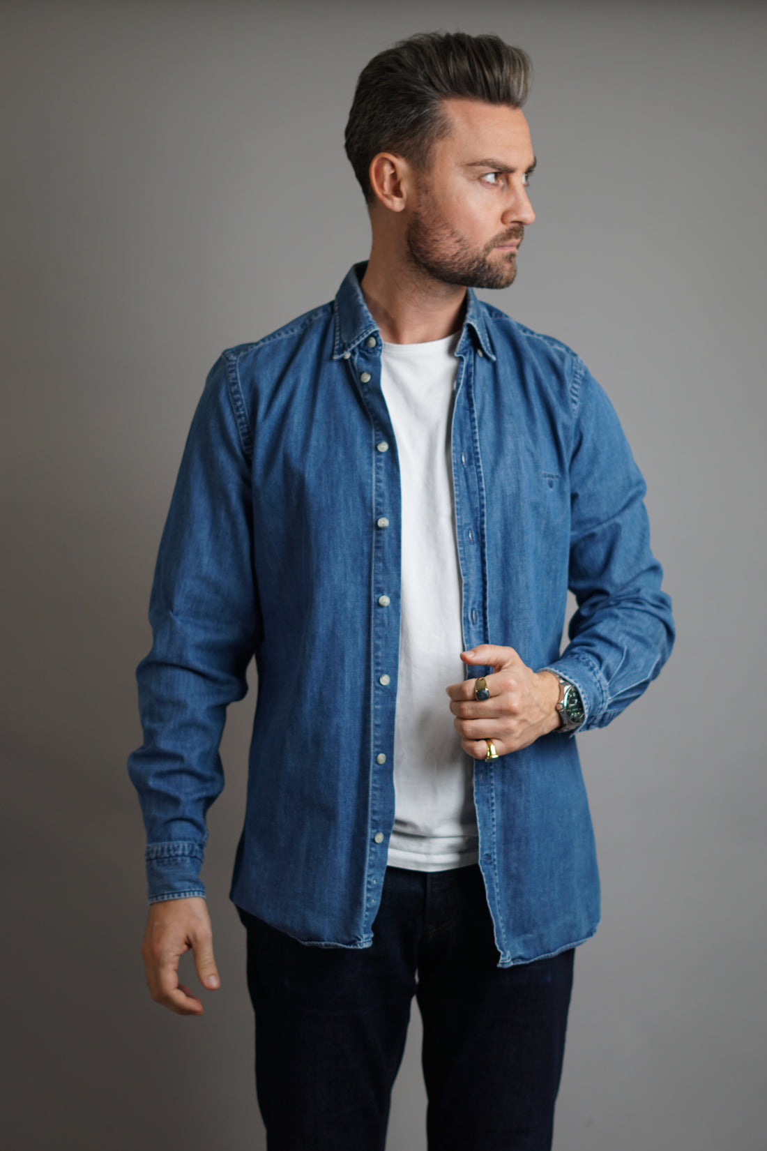 Gant Indigo Twill Fitted Denim Shirt