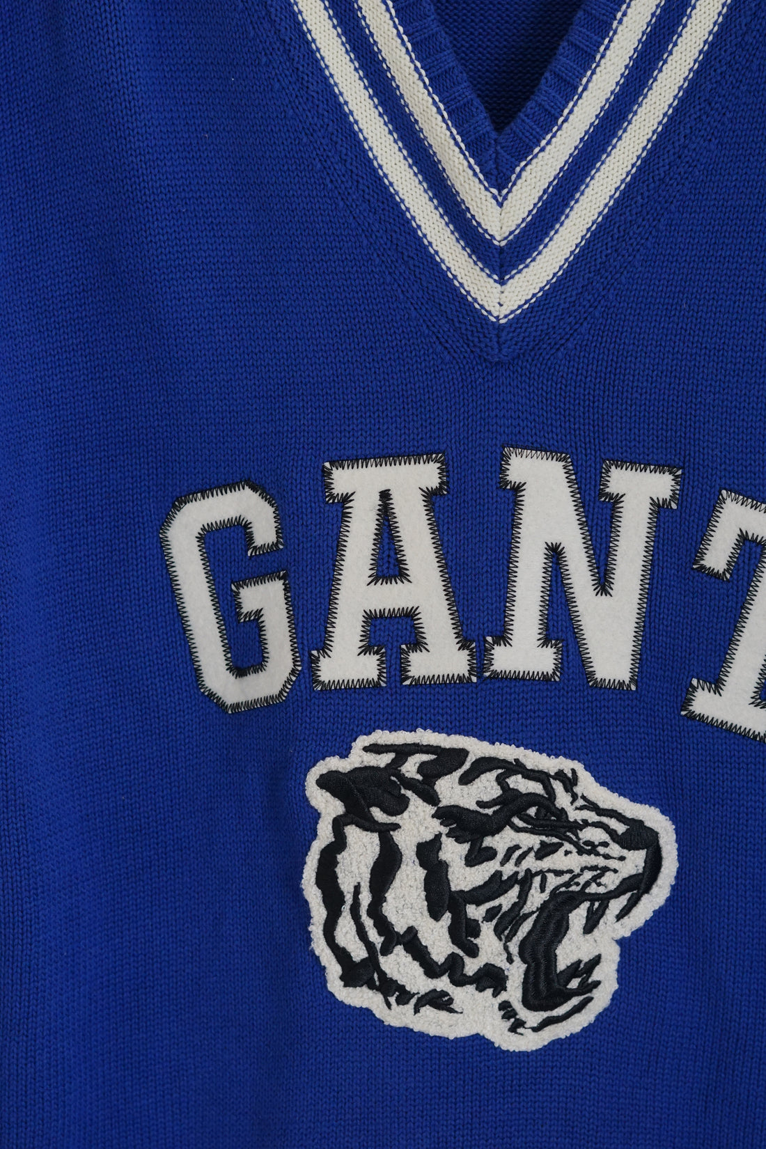 Gant Blue Logo Knit Wool V-neck