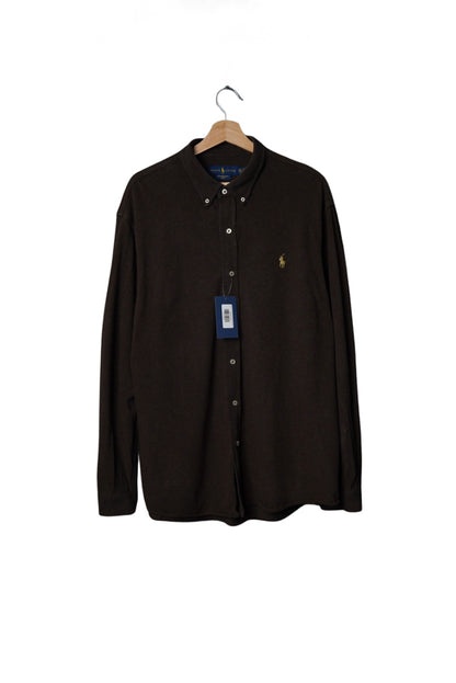 Ralph Lauren Brown Featherweight Mesh Button Down Cotton Shirt